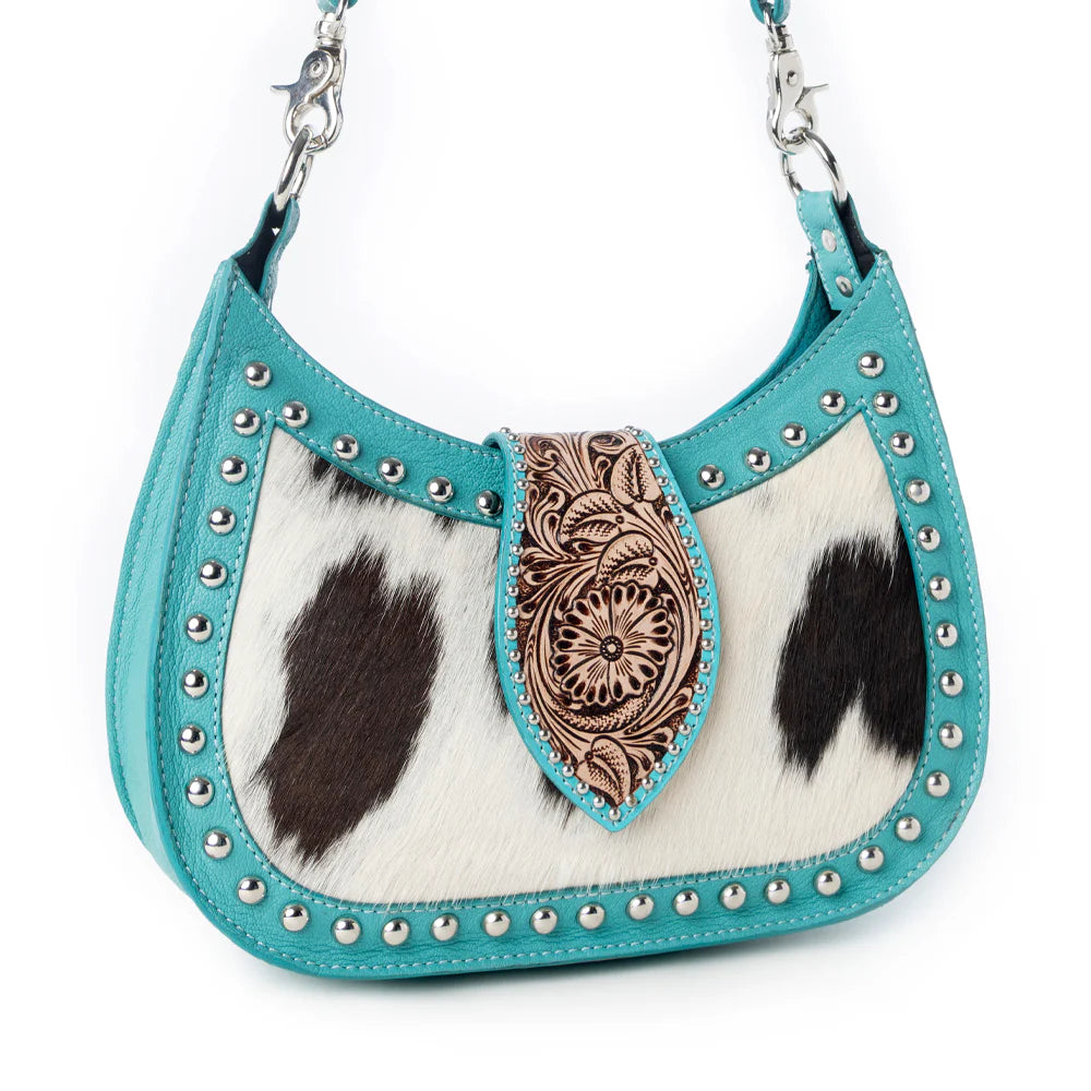 Santa Fe Turquoise Cowhide Tooled Crossbody