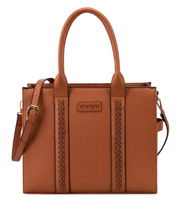 Wrangler Brown Leather Tote Crossbody Purse