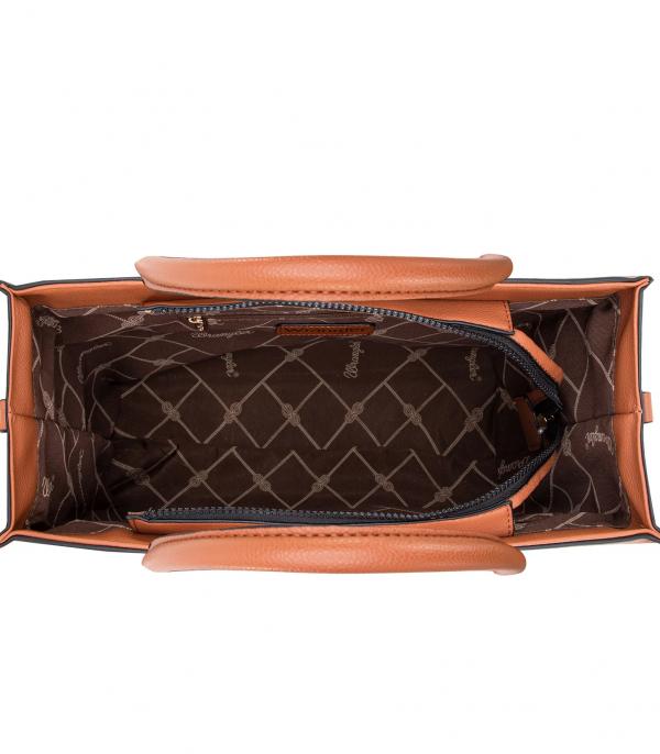 Wrangler Brown Leather Tote Crossbody Purse