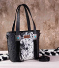 Wrangler Black Embossed Cowhide Tote Crossbody