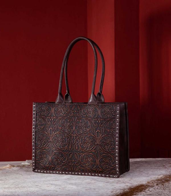Montana West Embossed Chocolate Tote