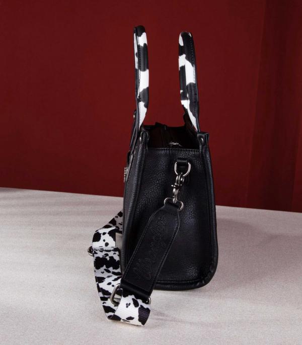 Wrangler Black Cow Print Mini Tote Crossbody