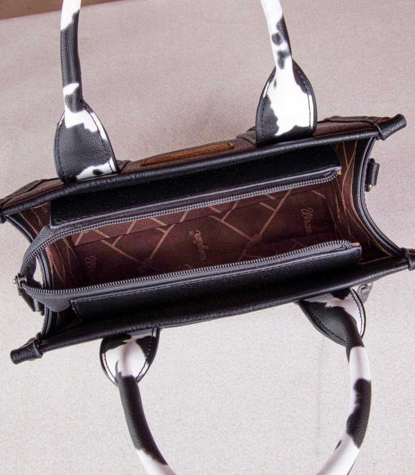 Wrangler Black Cow Print Mini Tote Crossbody