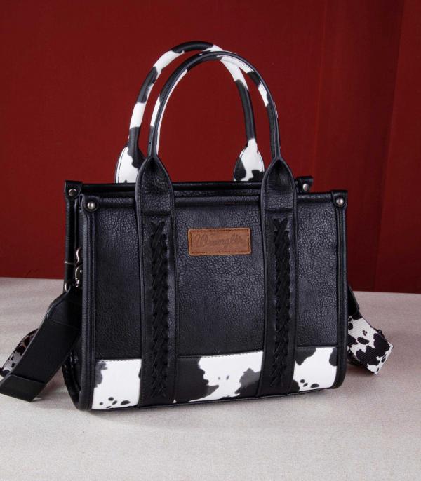 Wrangler Black Cow Print Mini Tote Crossbody