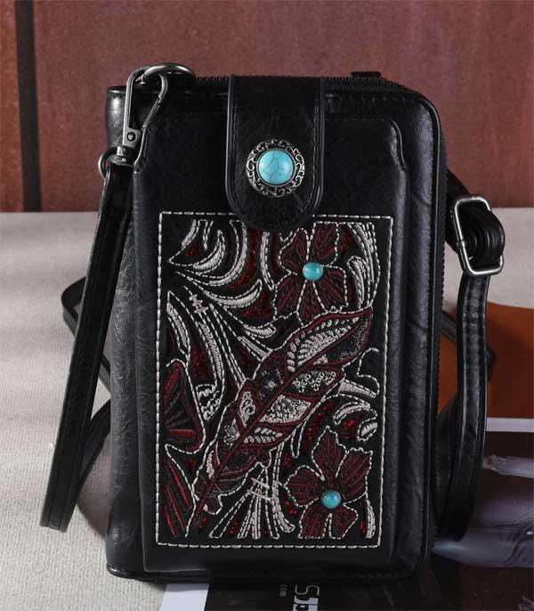 Montana West Black Floral Phone Wallet Crossbody