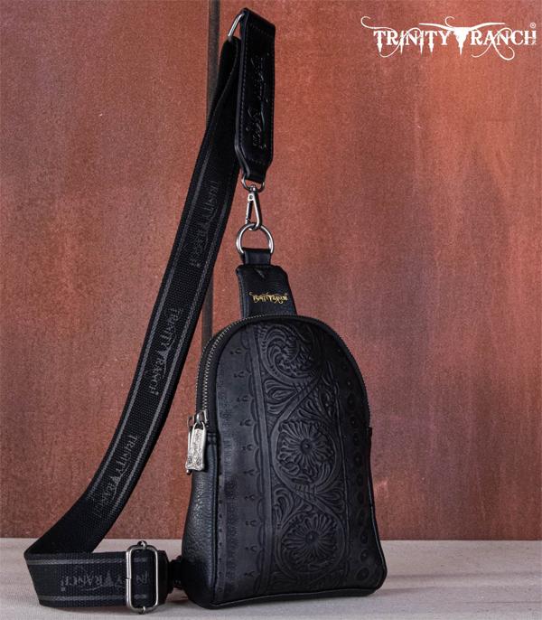 Trinity Ranch Black Embossed Sling Bag