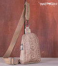 Trinity Ranch Tan Embossed Sling Bag