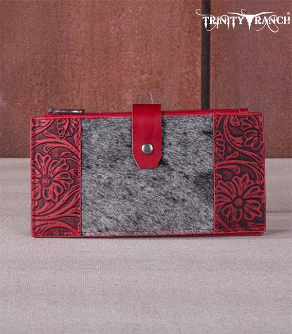 Trinity Ranch Red Embossed Hair-On Wallet