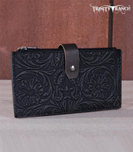 Load image into Gallery viewer, Trinity Ranch Black Floral Embossed Bi-Fold Wallet
