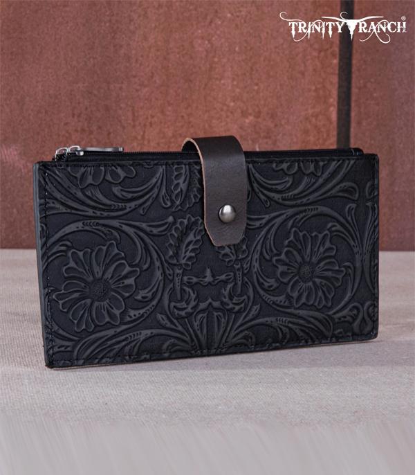 Trinity Ranch Black Floral Embossed Bi-Fold Wallet