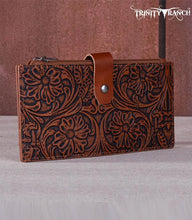 Load image into Gallery viewer, Trinity Ranch Brown Floral Embossed Bi-Fold Wallet

