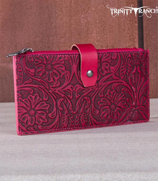 Trinity Ranch Hot Pink Floral Embossed Bi-Fold Wallet
