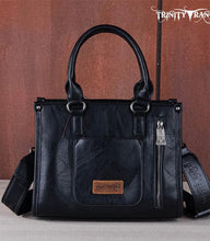 Load image into Gallery viewer, Trinity Ranch Black Floral Embossed Tote Crossbody
