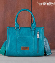 Load image into Gallery viewer, Trinity Ranch Turquoise Floral Embossed Tote Crossbody
