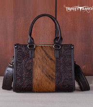 Load image into Gallery viewer, Trinity Ranch Chocolate Embossed Cowhide Tote Crossbody
