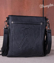 Load image into Gallery viewer, Wrangler Black Embossed Fringe Crossbody Purse
