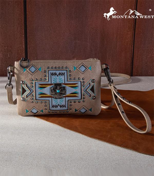 Montana West Khaki Aztec Concho Crossbody