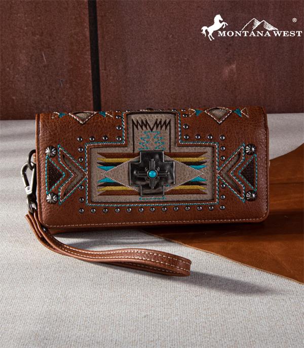 Montana West Brown Aztec Concho Wallet