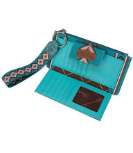 Load image into Gallery viewer, Wrangler Teal Southwestern Wristlet Wallet
