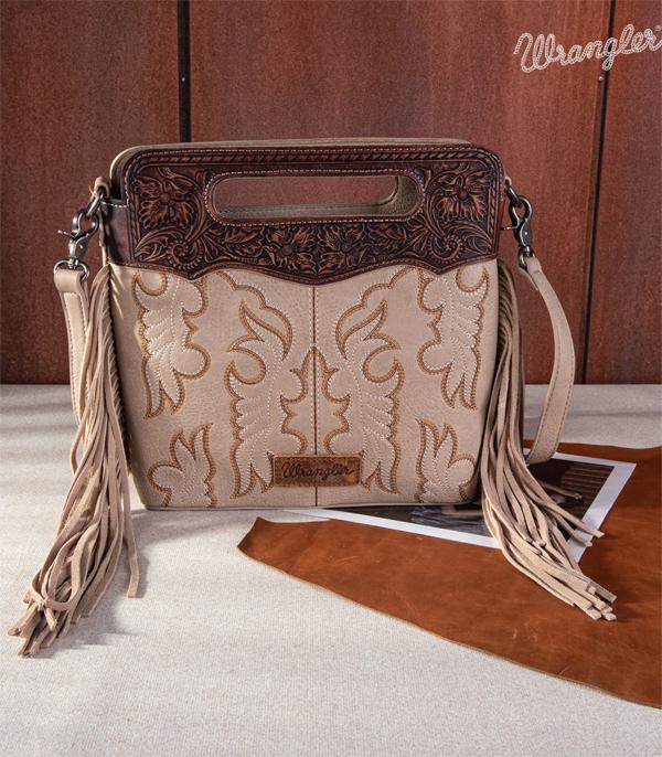 Wrangler Tan Fringe Boot Scroll Crossbody