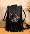 Trinity Ranch Black Cowhide Fringe Crossbody
