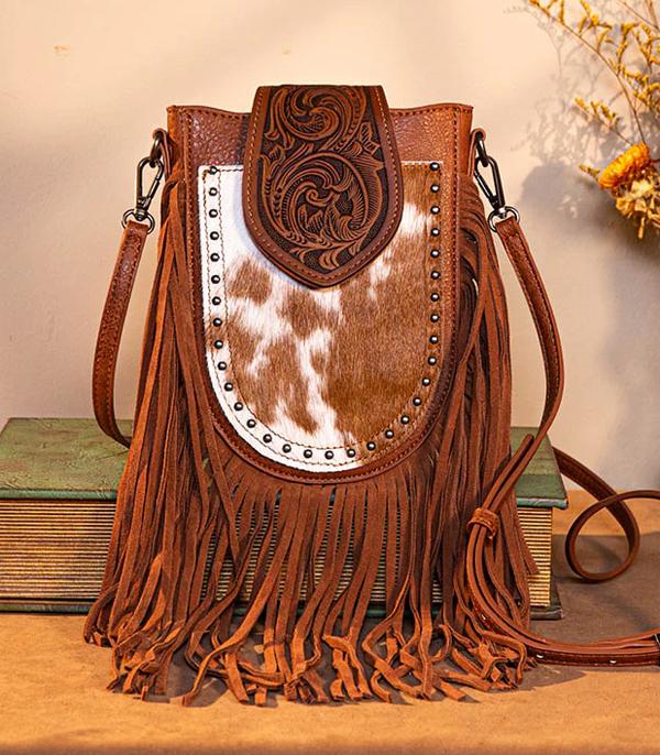 Trinity Ranch Brown Cowhide Fringe Crossbody
