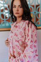 Pink Branded Corduroy Shacket