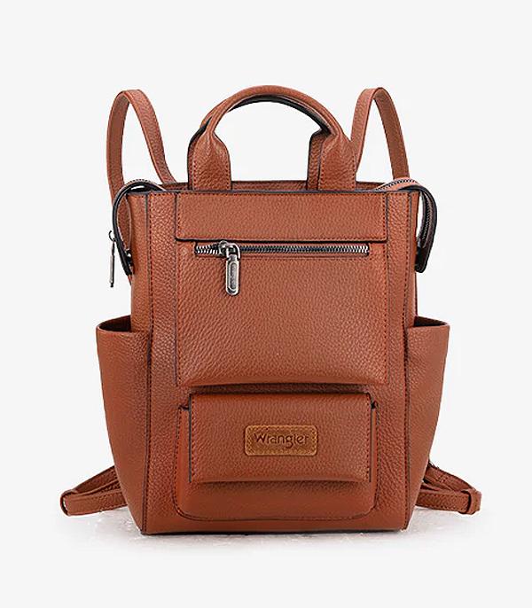 Wrangler Brown Leather Backpack Crossbody