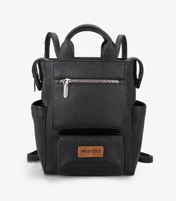 Wrangler Black Leather Backpack Crossbody