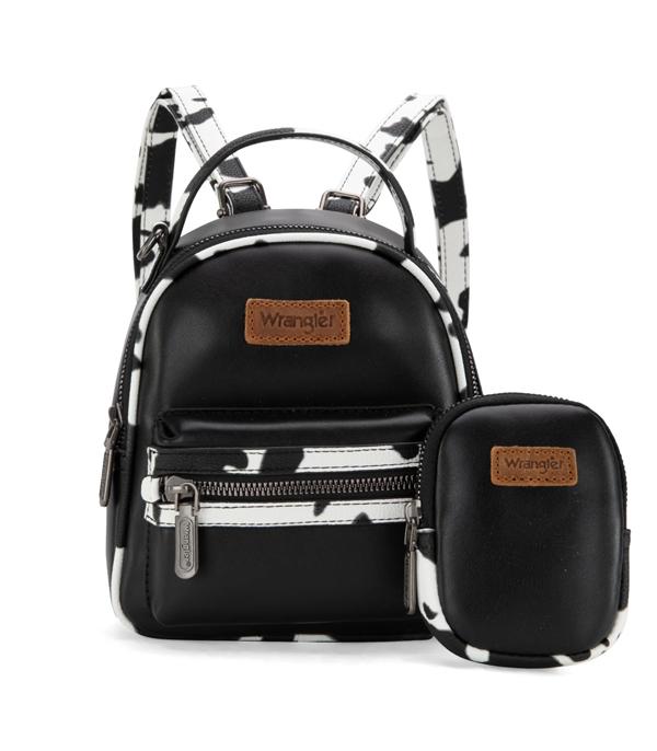 Wrangler Black Cow Print Mini Backpack