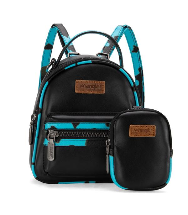 Wrangler Turquoise Cow Print Mini Backpack