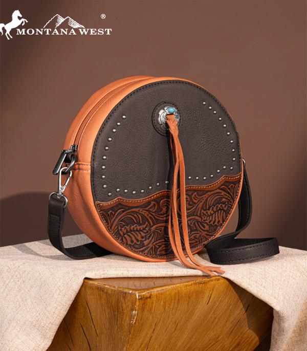 Montana West Chocolate Embossed Round Bag