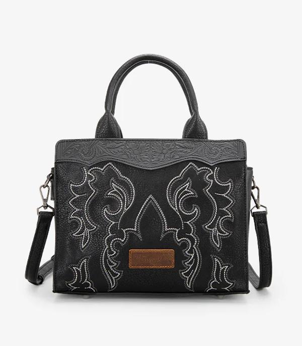 Wrangler Black Boot Stitch Mini Tote Crossbody Purse