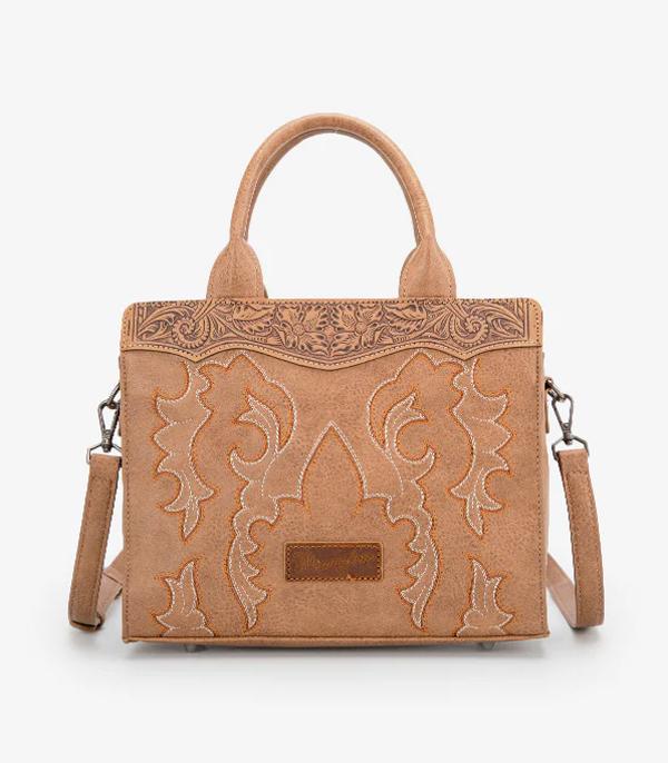 Wrangler Khaki Boot Stitch Mini Tote Crossbody Purse