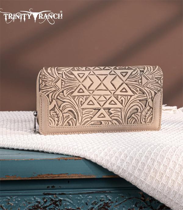 Trinity Ranch Khaki Aztec Embossed Wallet