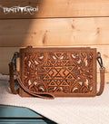 Trinity Ranch Brown Aztec Embossed Crossbody