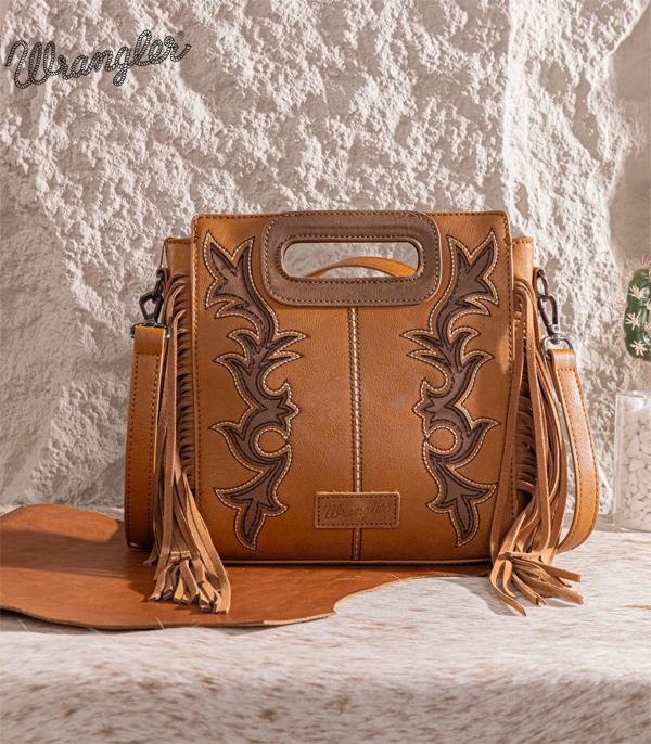 Wrangler Brown Boot Stitch Fringe Crossbody