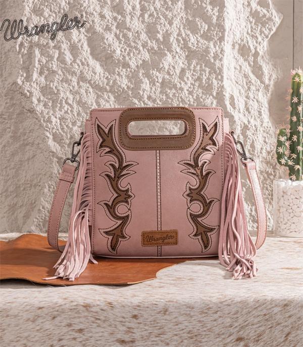 Wrangler Pink Boot Stitch Fringe Crossbody
