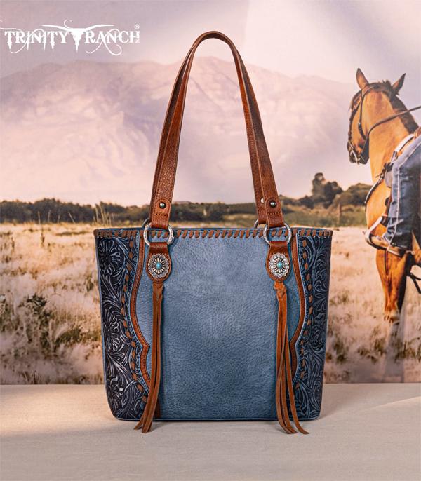 Trinity Ranch Jean Concho Embossed Tote