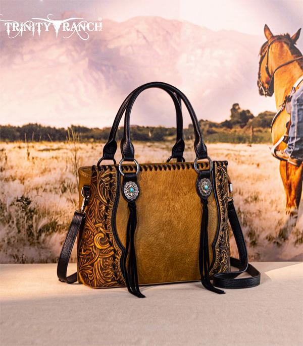 Trinity Ranch Light Brown Concho Tote Crossbody