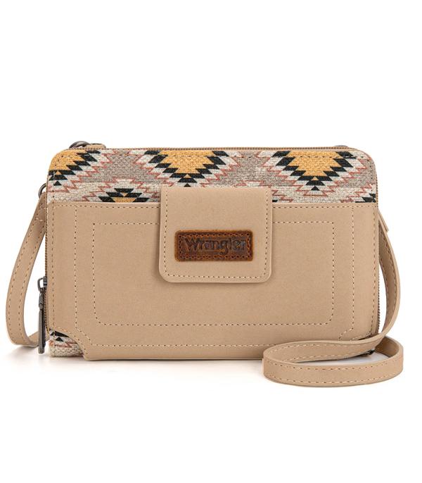 Wrangler Beige Aztec Phone Wallet Crossbody
