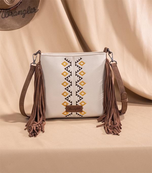 Wrangler Beige Aztec Fringe Crossbody Purse