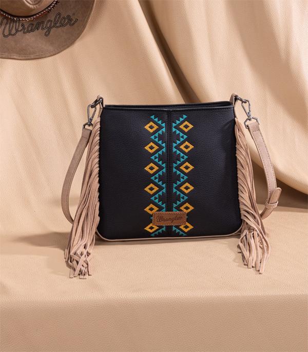 Wrangler Navy Aztec Fringe Crossbody Purse