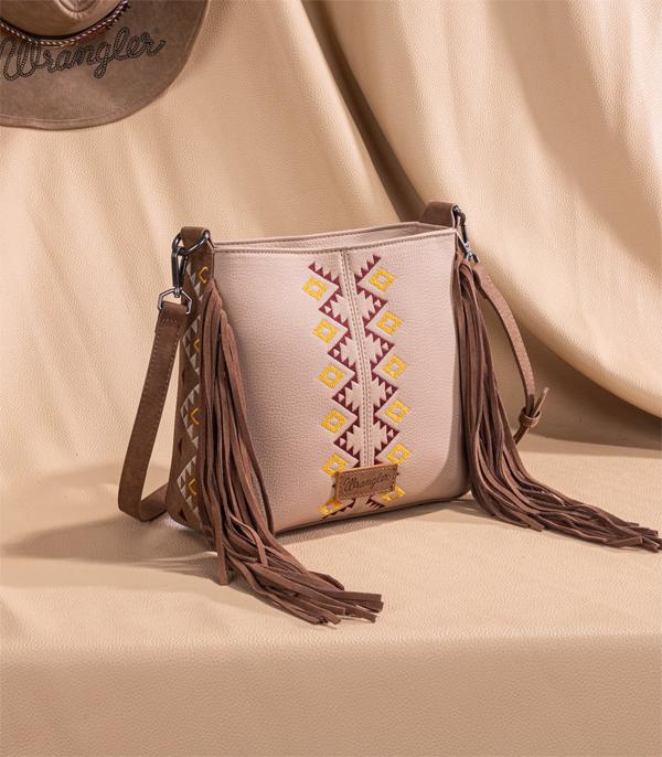 Wrangler Tan Aztec Fringe Crossbody Purse