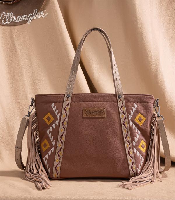 Wrangler Brown Fringe Tote Crossbody