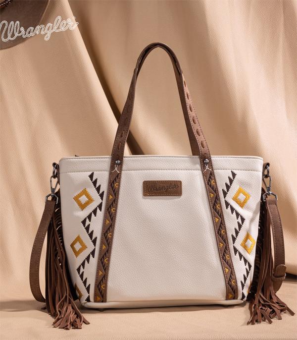 Wrangler Beige Fringe Tote Crossbody