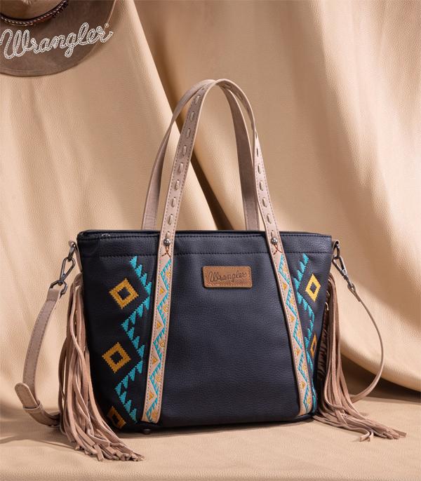 Wrangler Navy Fringe Tote Crossbody