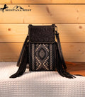 Montana West Black Aztec Embossed Fringe Crossbody