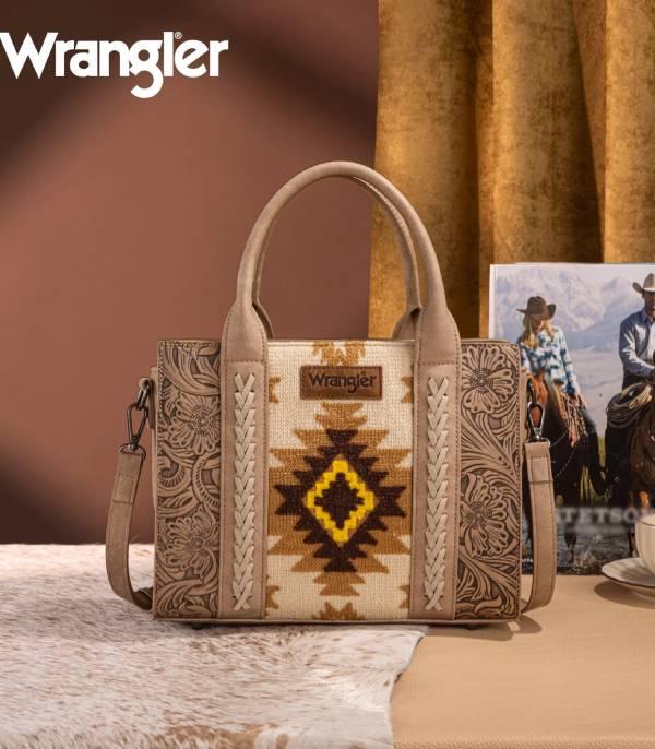 Wrangler Tan Embossed Southwestern Mini Tote Crossbody
