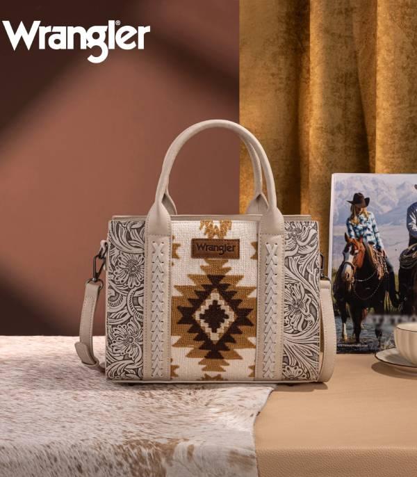 Wrangler Beige Embossed Southwestern Mini Tote Crossbody